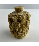 Chinese Intricately Carved White Cinnabar Snuff Bottle - £19.46 GBP