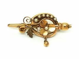 Estate Antique Seed Pearl Rose Gold Brooch Pin - £235.76 GBP