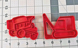 1987 LK MFG 2 Construction Cookie Cutters  Dump Truck Tractor 8825 Plastic - $5.93