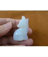 Y-COY-SI-577) albino White Opalite COYOTE gemstone FIGURINE I love baby ... - $18.69
