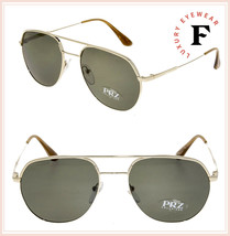 Prada Gold Classic PR55US Green Lens Polarized Aviator Sunglasses 55U Men - £159.65 GBP