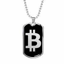 Express Your Love Gifts Bitcoin BTC Crypto Currency Trader Black Necklace Stainl - $44.50