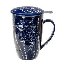 Blue Dragonfly Tombo 15oz Porcelain Tea Mug With Lid &amp; Stainless Steel I... - $24.99