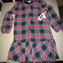 Draper James The Neck Flounce Shift Dress Women’s XS Plaid - Green Red B... - $17.82