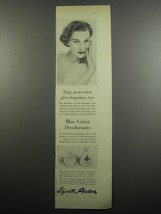 1955 Elizabeth Arden Blue Grass Deodorant Ad - Pure protection plus fragrance - £14.78 GBP