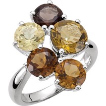 Sterling Silver Multi-Shape Cluster Gemstone Ring - £158.70 GBP