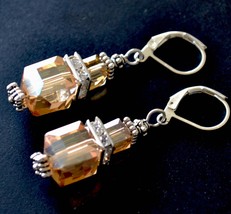 Drop crystal earrings, gold crystal earrings, Statement earrings (E33) - £14.22 GBP