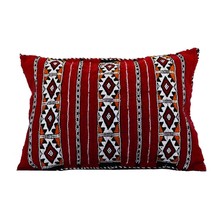 Moroccan Kilim Red Cushion Handloomed Wool Pillow Sofa Bed Decor - £58.41 GBP