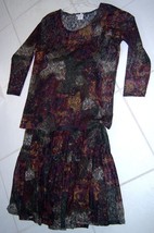 Vintage Express Tricot Group 2 Pc Long Skirt Top Blouse Set Multi Medium 90&#39;S - £55.15 GBP