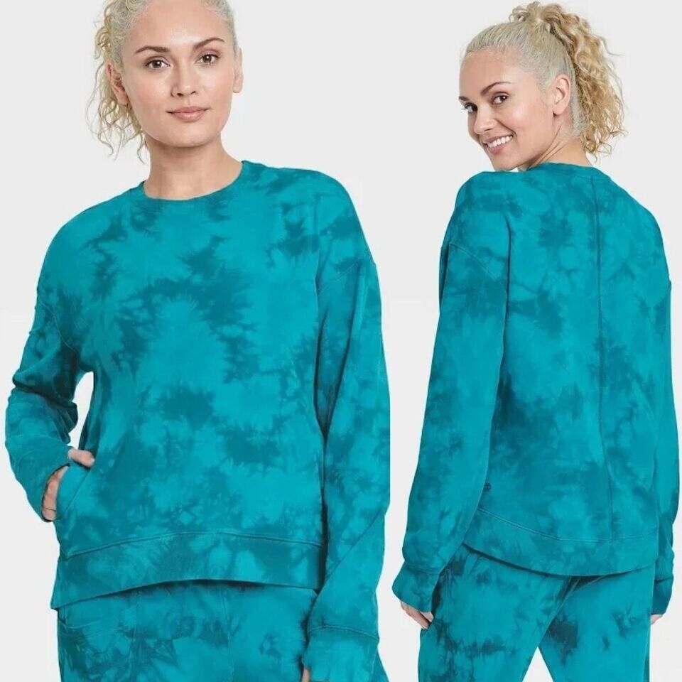 All In Motion Women's French Terry Crewneck Sweatshirt Teal Green  Size XL ~ NWT