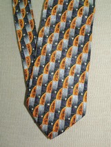 Villa Bolgheri Italy Neck Tie/Necktie Silk silver grey orange geo 60&quot;x3.75&quot; - £8.46 GBP