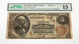 1882 $5 Fr #467 National Currency Merchants NB Ch #1131 Graded by PMG as Fine 15 - £611.30 GBP