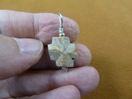 CR505-87) 5/8&quot; Fairy Stone Pendant Christian Silver Cross Staurolite Crystal - £14.93 GBP