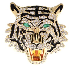 Stunning gold plated retro tiger leopard  king celebrity brooch broach pin jjj27 - £18.12 GBP