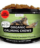 150 Hemp Cat Calming Treats With Cat Melatonin Calming Chews Calming Pro... - $14.84