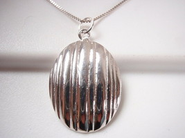 Grooved Silver Shell Pendant 925 Sterling Silver Corona Sun Jewelry - £10.22 GBP