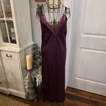 INC Slip Dress Sz XS Plum Lace Satin Maxi Whimsigoth Coquette Dark Fairy - $37.62