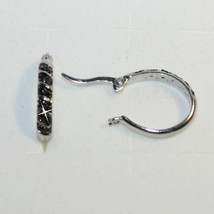 20mm Oval Shaped Hoop Black White Striped Diamond Earrings 14k Gold over... - $34.29