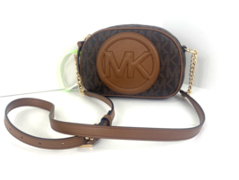 Michael Kors Crossbody  Brynn Bag Oval Small  Canvas Leather Brown B2J - $108.89