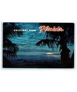 Vintage Florida Greetings Palm Tree Sunset Postcard - €6,02 EUR