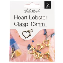 John Bead Heart Lobster Clasp 13mm 5/Pkg-Gold 1401167 - $8.95