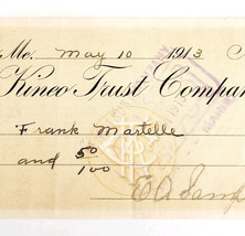 1913 Kineo Trust Company Bank Check E.A. Sampson Dover Maine Signed 4125... - $373.45 MXN