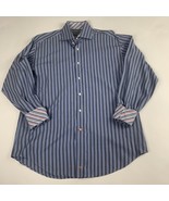 Thomas Dean Mens Shirt Large Blue Striped Long Sleeve Button Flip Cuff D... - $228.90 MXN