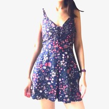 Navy Floral Printed Romper with Pockets Size Medium - $24.75