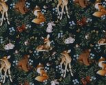 Cotton Woodland Animals Deer Bunnies Owls Forest Fabric Print by Yard D7... - $13.95
