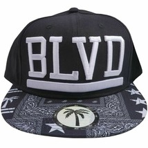 BLVD Supply Co. The Rag Palm Tree  Adjustable Snapback Black Flat Bill Cap Hat - £13.52 GBP