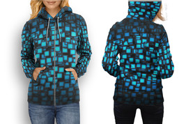 Cubic Box Pattern Design Hoodie Sporty Casual Graphic Zip up Hoodie for Women - £27.07 GBP+