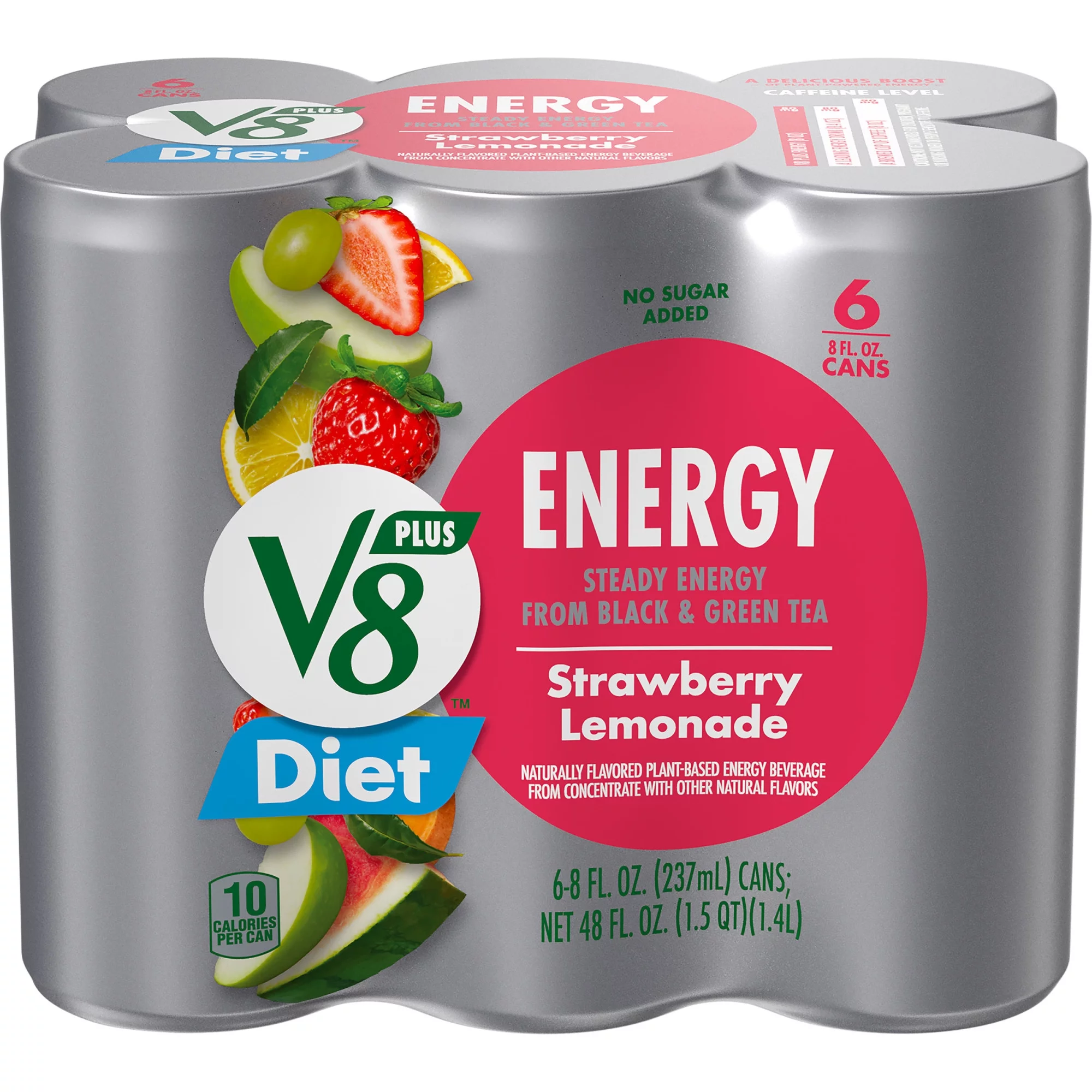 12 cans 8 fl oz/can V8 +ENERGY Diet Strawberry Lemonade Energy Drink - £62.92 GBP