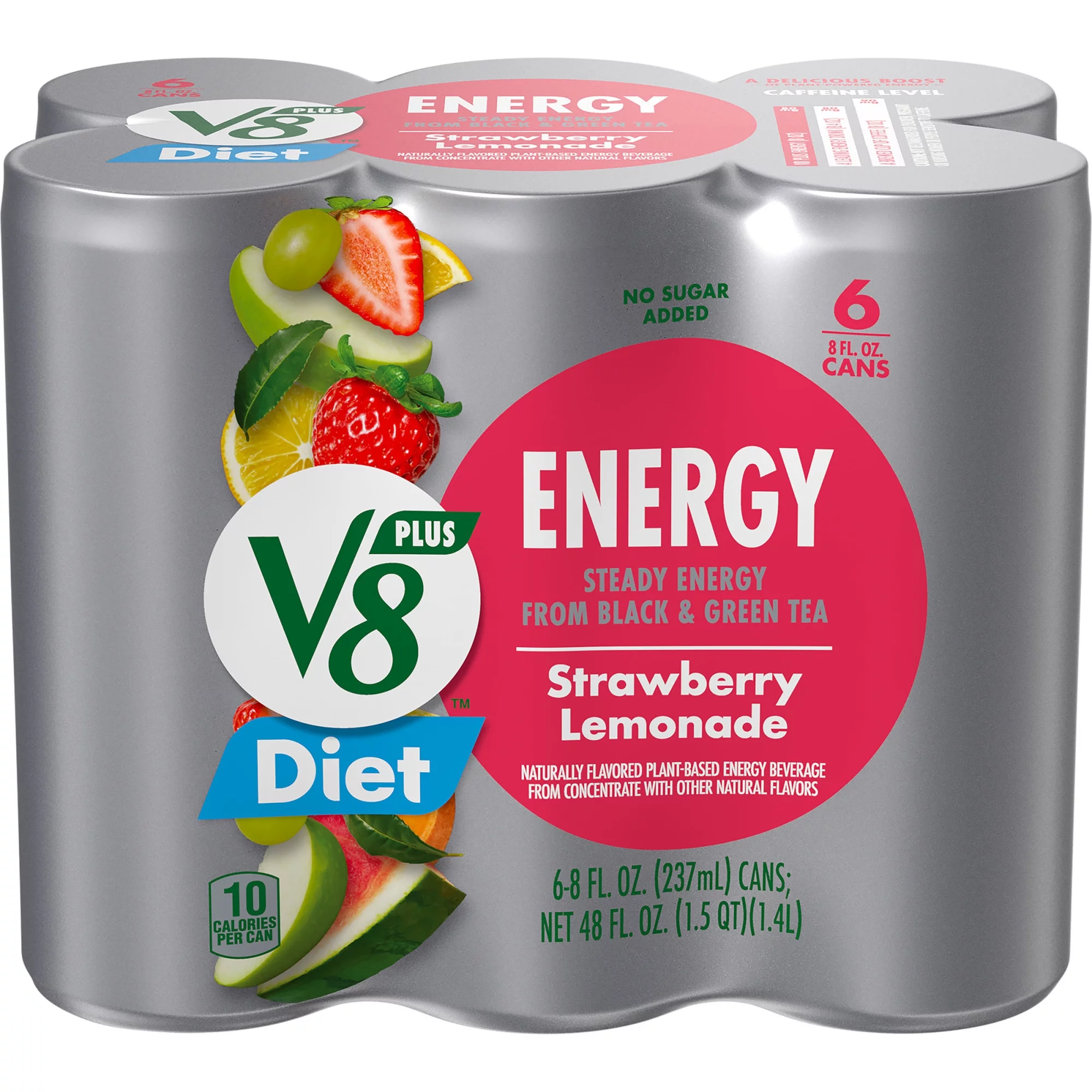 12 cans 8 fl oz/can V8 +ENERGY Diet Strawberry Lemonade Energy Drink - £62.16 GBP