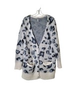 Free People Animal Print Cardigan Sweater Wool Blend Cheetah Tan Black W... - £31.24 GBP