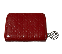 Coach Chelsea Wallet Charm Red Patent Leather Embossed Shiny Coin  Zip C... - $29.92