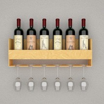 Wooden Bar Wall Shelf / Mini Bar Cabinet, Light Oak Finish - £178.75 GBP