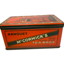 Vintage McCormicks Banquet Orange Pekoe Tea Tin Litho Mccormick &amp; Co. Ba... - £38.06 GBP