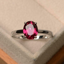 1.40Ct Oval Cut CZ Ruby Beautiful SolitaireEngagement Ring 14k White Gold Plated - £109.60 GBP