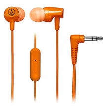 Audio-Technica In-Ear Headphones with In-line Mic &amp; Control-Orange-ATH-C... - £31.45 GBP