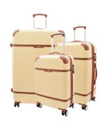 DR502 Hard Shell Retro Vintage Four Wheel Luggage Beige - $343.21