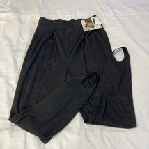 Vintage 90’s Stirrup Pants Black Sz L Elastic Waist Pleated Front Stretchy - $19.88