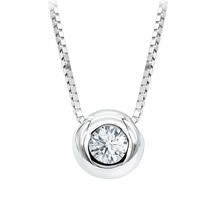 White Gold Plated 0.25ct Brilliant Bezel Moissanite Diamond Solitaire Pendant - $87.64