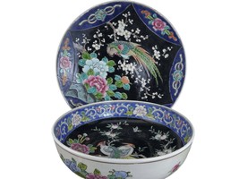 c1900 Meiji Period Japanese Birds of Paradise Charger and Bowl - £263.26 GBP