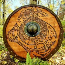 Medieval Wood &amp; Metal MEDIEVAL Knight Shield Scudo vichingo artigianale - £143.74 GBP