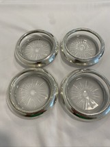 Set Of 4 Vintage Sterling Coasters by Baldwin B-I Beaded Rim Starburst C... - $45.00