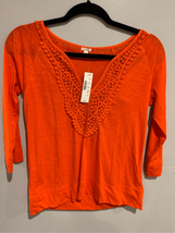 J.Crew Silk Lined Blouse-NEW Red Long Sleeve Lace, Ret$52 Womens Small - £17.58 GBP