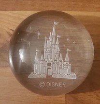 VTG Disneyland Etched Clear Glass Paperweight Mickey Mouse Castle  Disney  - £17.86 GBP