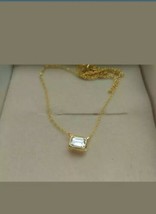 1.00Ct Émeraude Simulé 14k Jaune Plaqué Or Pendentif Diamant 18 &quot; Chaîne Gratuit - £53.23 GBP