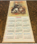 Vintage bamboo scroll 1994 calendar love is forever puppy kitten graphics  - $366.29 MXN