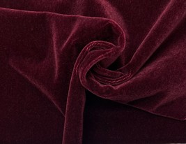 Designer Plush Mohair Sangria Red Velvet Wool Furniture Drapery Fabric Bty 55&quot;W - £68.73 GBP